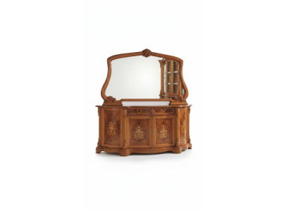 Cómodas Muebles italianos Macizos Espejo 2 piezas Cómoda Aparador Armario Madera