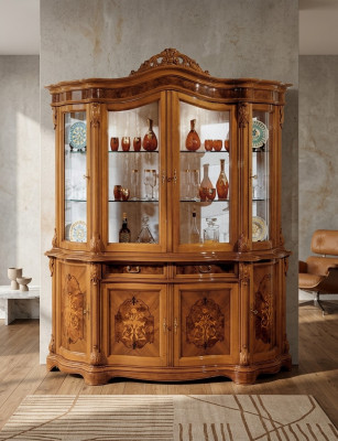 Vitrina XXL de cristal, armario de madera maciza, vitrina, aparador, muebles italianos.