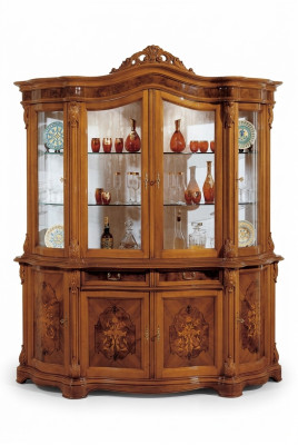 Vitrina XXL de cristal, armario de madera maciza, vitrina, aparador, muebles italianos.