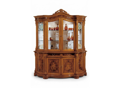 Vitrina XXL de cristal, armario de madera maciza, vitrina, aparador, muebles italianos.