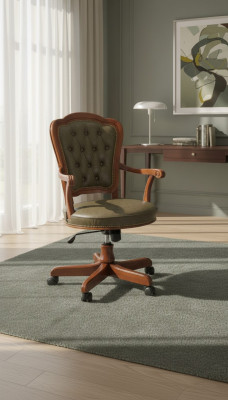 Silla de oficina, silla giratoria Chesterfield, silla ejecutiva de cuero italiano, silla con respaldo.