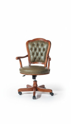 Silla de oficina, silla giratoria Chesterfield, silla ejecutiva de cuero italiano, silla con respaldo.