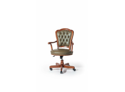 Silla de oficina, silla giratoria Chesterfield, silla ejecutiva de cuero italiano, silla con respaldo.
