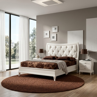 Conjunto de cama dormitorio Cama 2 x mesita de noche Madera Muebles clásicos italianos de 3 piezas