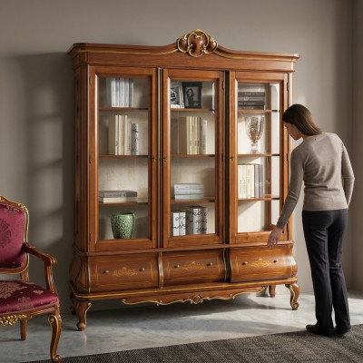 Vitrina Armario Librero Aparador Muebles italianos clásicos Estantes Madera