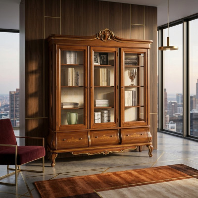 Vitrina Armario Librero Aparador Muebles italianos clásicos Estantes Madera