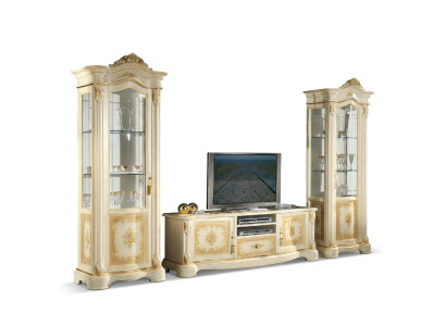 Sala de estar 2x vitrina Gabinete de pared Diseño de armario de TV Conjunto de vitrinas de 3 piezas Armario Nuevo