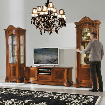 Vitrina rtv salón pared para televisión mueble diseño art déco conjunto de vitrinas armario.