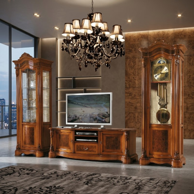 Vitrina rtv salón pared para televisión mueble diseño art déco conjunto de vitrinas armario.