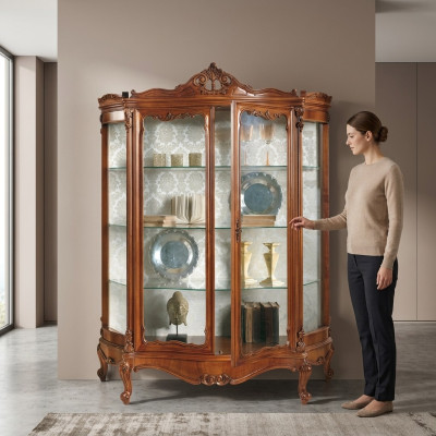 Armario de cristal Vitrina Cómoda Muebles de madera Armario de madera de lujo xxl Vitrinas