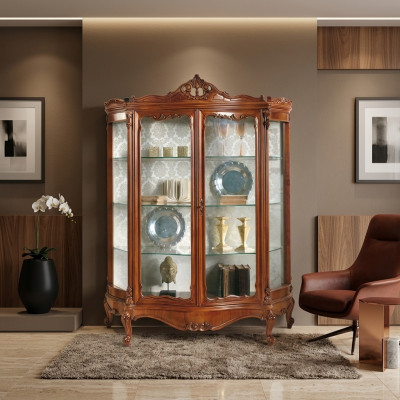 Armario de cristal Vitrina Cómoda Muebles de madera Armario de madera de lujo xxl Vitrinas
