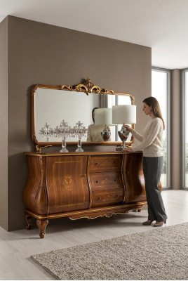 Mueble para el pasillo con espejo, aparador, muebles de madera, armario, muebles, cómoda, marrón, nuevo.