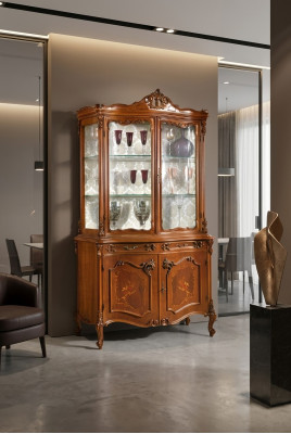 Vitrina Aparador de comedor Muebles de madera maciza italiana Armarios de vidrio Nuevo