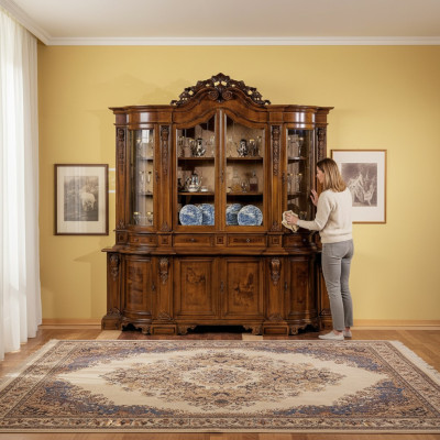 Vitrinas de madera maciza con vidrio Gabinete de madera maciza de salón Aparador de muebles de salón