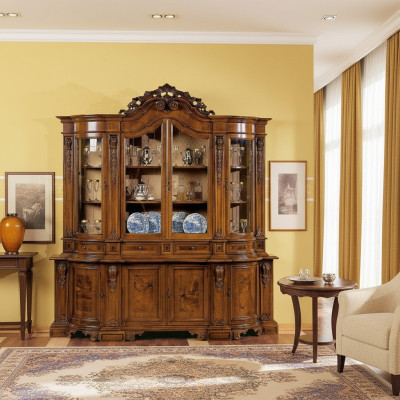 Vitrinas de madera maciza con vidrio Gabinete de madera maciza de salón Aparador de muebles de salón