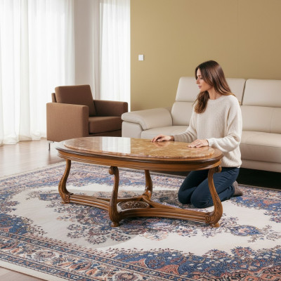 Mesa de centro ovalada de madera, mesas auxiliares para la sala de estar, muebles italianos, mesa.