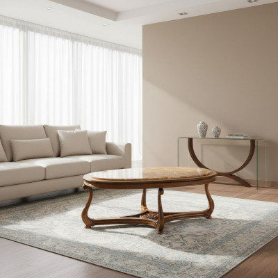 Mesa de centro ovalada de madera, mesas auxiliares para la sala de estar, muebles italianos, mesa.
