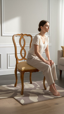 Silla de madera Muebles italianos Silla de comedor diseño lujoso Silla de madera natural