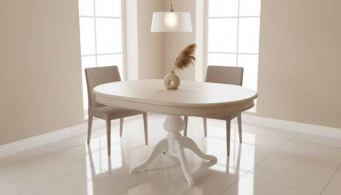 Mesa redonda de comedor, mesas de comedor, mesa redonda de salón 135 x 91 cm, muebles de madera.