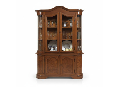 Mueble Vitrina de cristal Madera Marrón vitrina de cristal Estantes de muebles clásicos italianos Nuevos