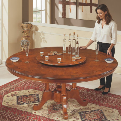 Mesa redonda de comedor Muebles italianos Mesas de comedor Mesa de madera Mesas marrones