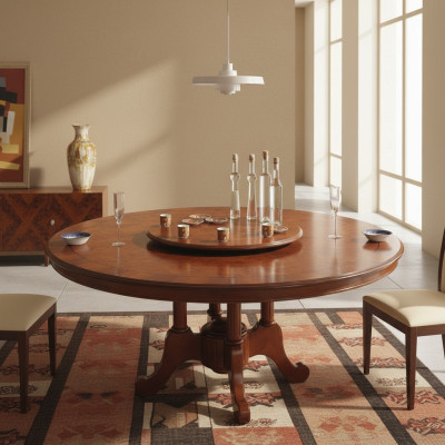 Mesa redonda de comedor Muebles italianos Mesas de comedor Mesa de madera Mesas marrones