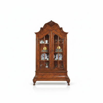 Vitrina de vidrio Mueble de salón Marrón Vitrina Clásico Armario italiano