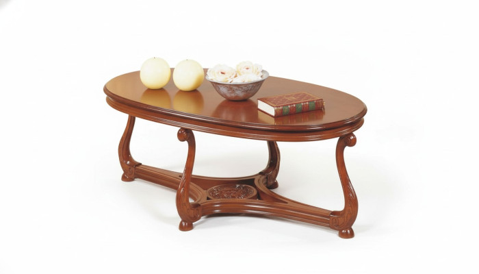Mesa de café ovalada de madera lacada marrón mesa auxiliar mesa de centro mesa de salón.