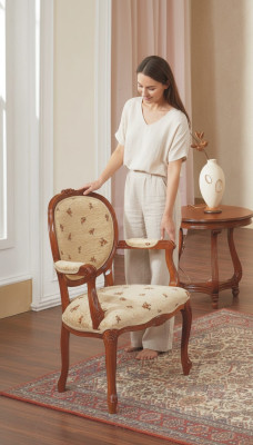 Silla de comedor marrón lujo clásica silla de madera sillas de muebles italianos.