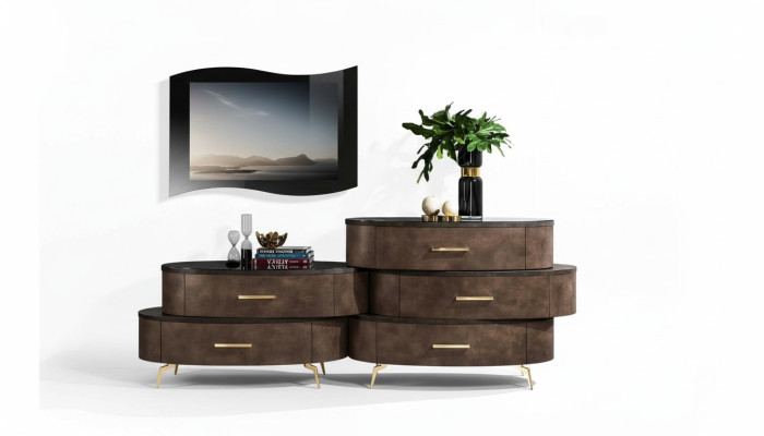 Mueble bajo de televisión RTV, mesa, cómoda, aparador de madera moderno para sala de estar.