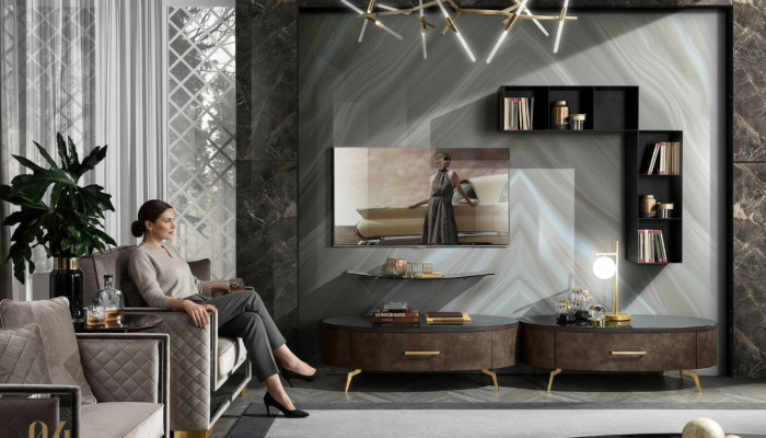 Sala de estar rtv aparador tv armario mesa cómoda mueble bajo madera moderno nuevo