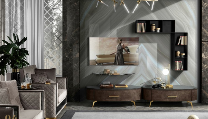 Sala de estar rtv aparador tv armario mesa cómoda mueble bajo madera moderno nuevo