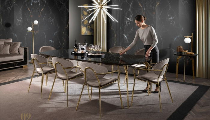 Mesa de comedor de lujo, comedor moderno, cocina mesa de comedor diseño de mesa de cristal 250 cm XXL