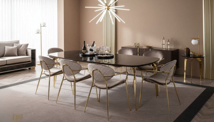 Mesa de comedor de lujo, comedor moderno, cocina mesa de comedor diseño de mesa de cristal 250 cm XXL