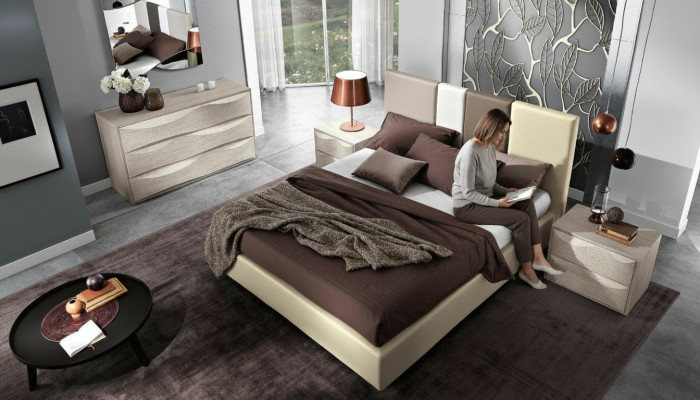 Cama Cama doble Estructuras de cama Marco de cama Camas Dobles Lujo Madera Diseño Cuero