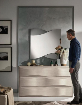 Conjunto de cómoda con espejo Mesa consola de madera Grupo armario Dormitorio Moderno