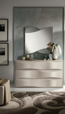 Conjunto de cómoda con espejo Mesa consola de madera Grupo armario Dormitorio Moderno