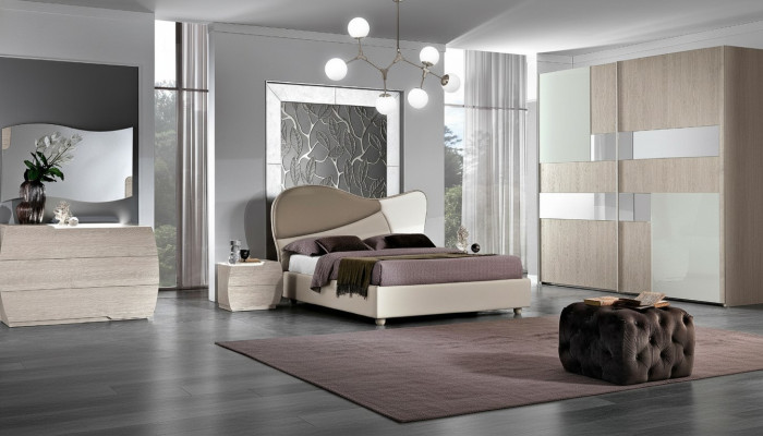 Conjunto de dormitorio de 6 piezas cama mesita de noche cómoda espejo armario de ropa ensemble.