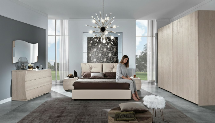 Conjunto de lujo de 6 piezas para dormitorio: cama, mesita de noche, cómoda, espejo, armario. Nuevo.