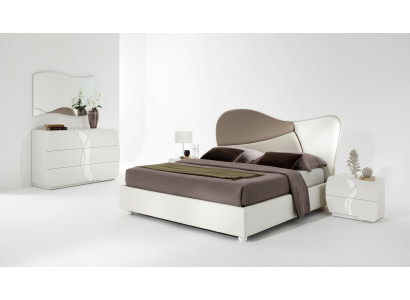 Dormitorio Cama Mesita de noche Cómoda Espejo Conjunto de lujo doble de 5 piezas. Nuevo