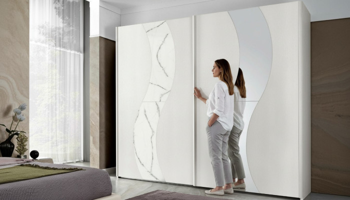 Armario con puertas correderas Armario de dormitorio Armarios Diseño de madera Moderno