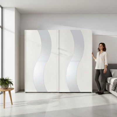 Armario con puertas correderas, armario de dormitorio, armarios de madera de diseño moderno.
