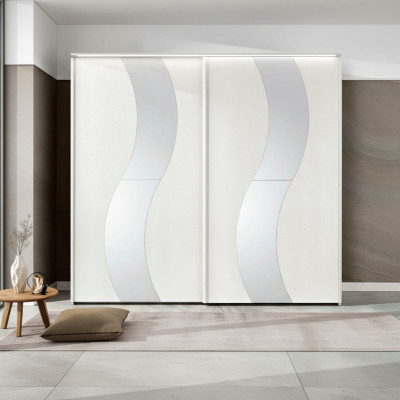 Armario con puertas correderas, armario de dormitorio, armarios de madera de diseño moderno.