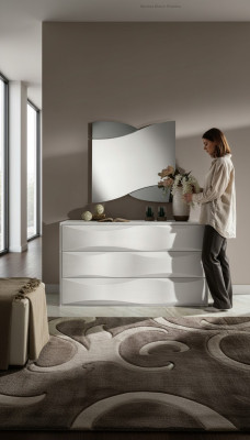 Set de lujo de cómoda con espejo, conjunto de cómoda consola de madera diseño moderno blanco