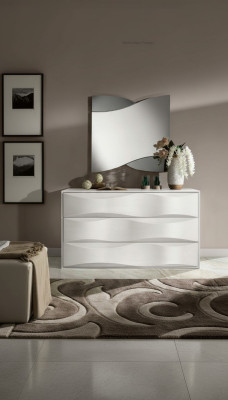 Set de lujo de cómoda con espejo, conjunto de cómoda consola de madera diseño moderno blanco