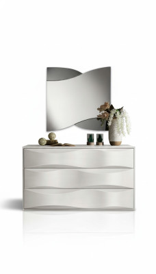 Set de lujo de cómoda con espejo, conjunto de cómoda consola de madera diseño moderno blanco