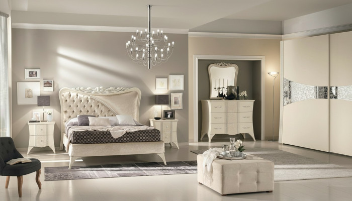 Dormitorio Cama Mesita de noche Consola Armario moderno de madera Set de lujo de 6 piezas.