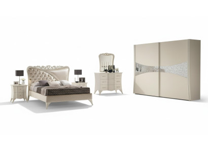 Dormitorio Cama Mesita de noche Consola Armario moderno de madera Set de lujo de 6 piezas.