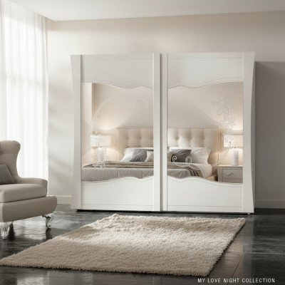 Armario con puertas correderas de madera para dormitorio, armario espejo de madera nuevo.