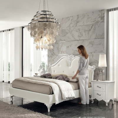 Cama de lujo Camas clásicas Estructuras de cama Doble Moderno Cama doble moderna Blanca